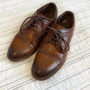 Stacy Adams Boys Dress Shoes Cap Toe Oxford Cognac Brown Lace-up size 13